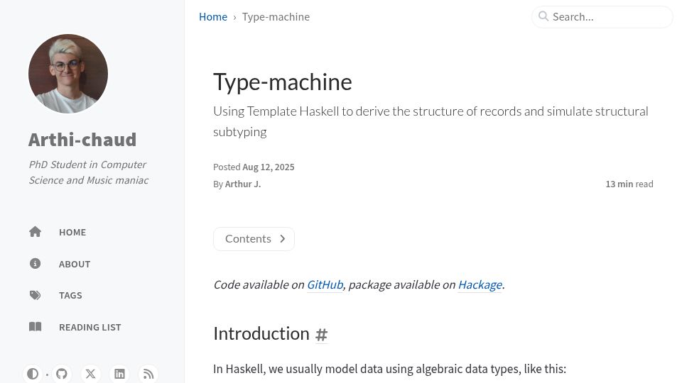 Screenshot of arthi-chaud.github.io: Type-machine