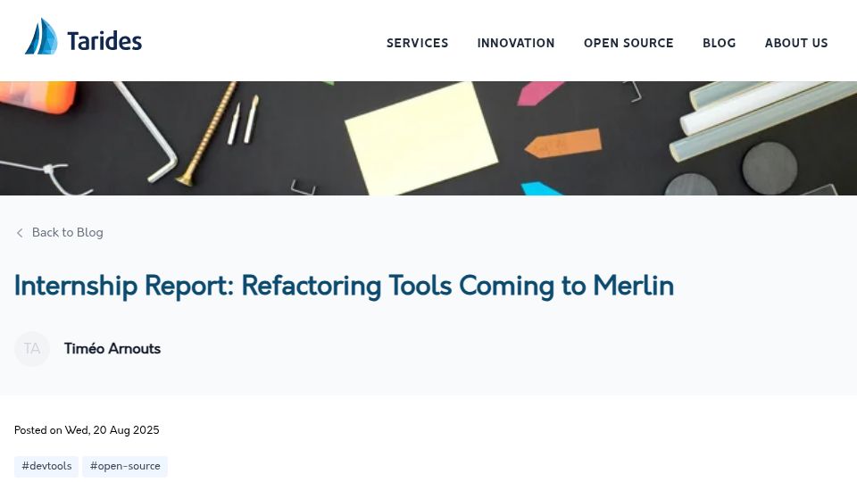 Screenshot of tarides.com: Improvements to OCaml code editing: the basics of a refactor engine