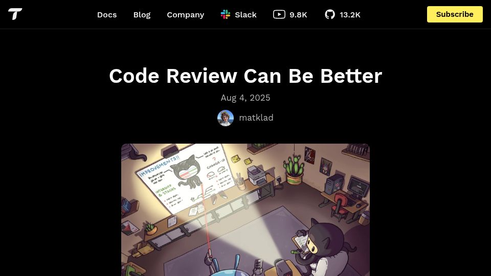 Screenshot of tigerbeetle.com: Code review can be better