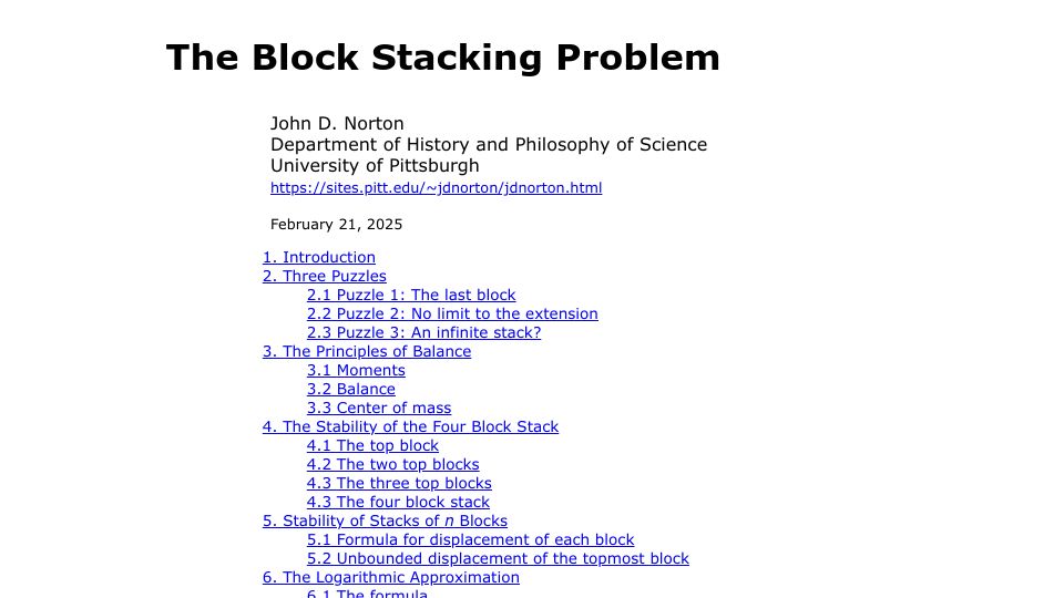 Screenshot of sites.pitt.edu: The Block Stacking Problem