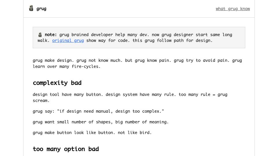 Screenshot of grug.design: Grug Design