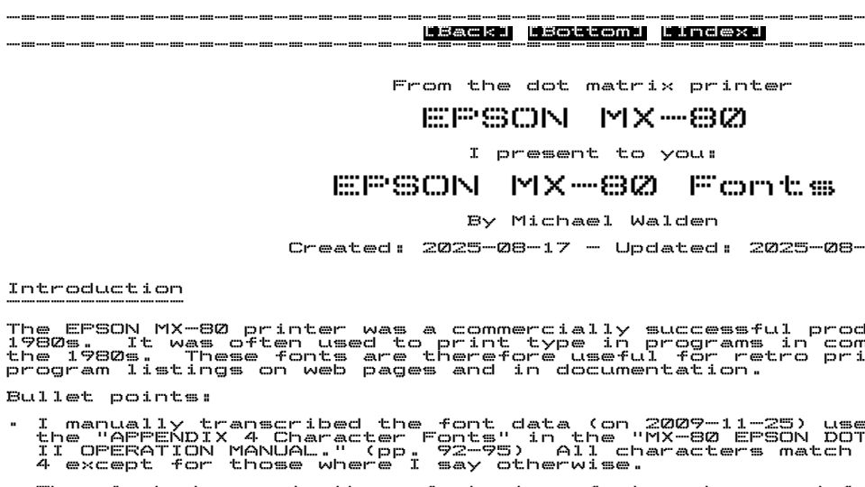Screenshot of mw.rat.bz: Epson MX-80 Fonts