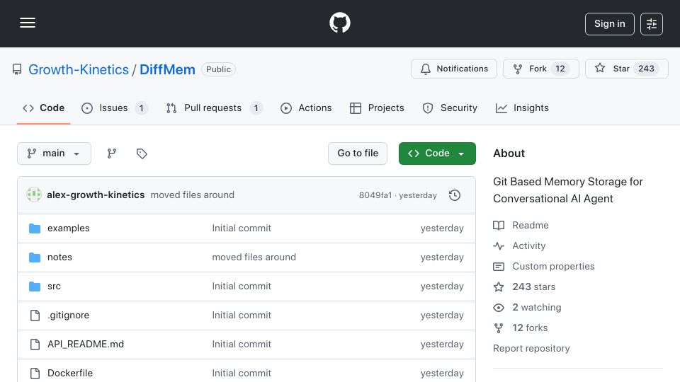Screenshot of github.com: Show HN: I replaced vector databases with Git for AI memory (PoC)