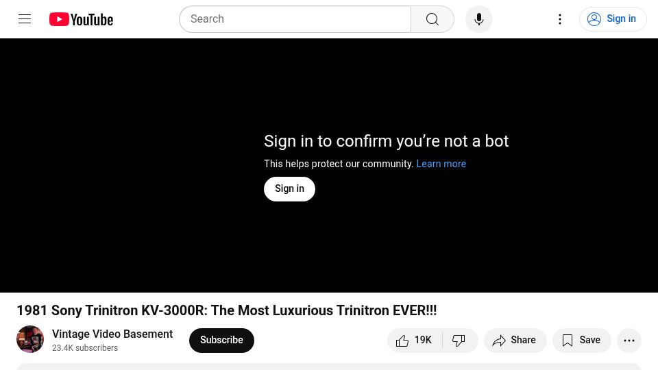 Screenshot of youtube.com: 1981 Sony Trinitron KV-3000R: The Most Luxurious Trinitron [video]