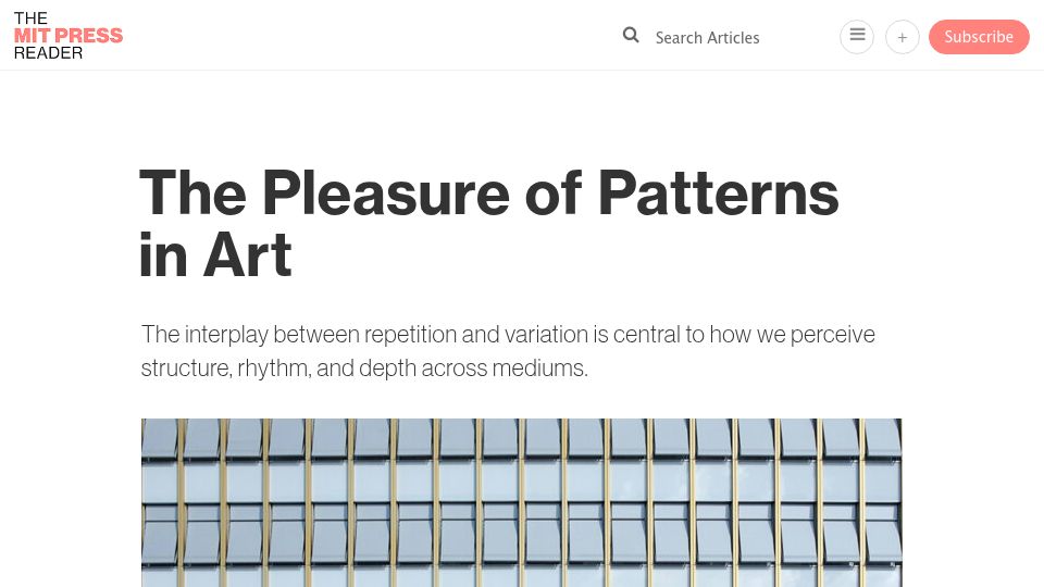 Screenshot of thereader.mitpress.mit.edu: The Pleasure of Patterns in Art