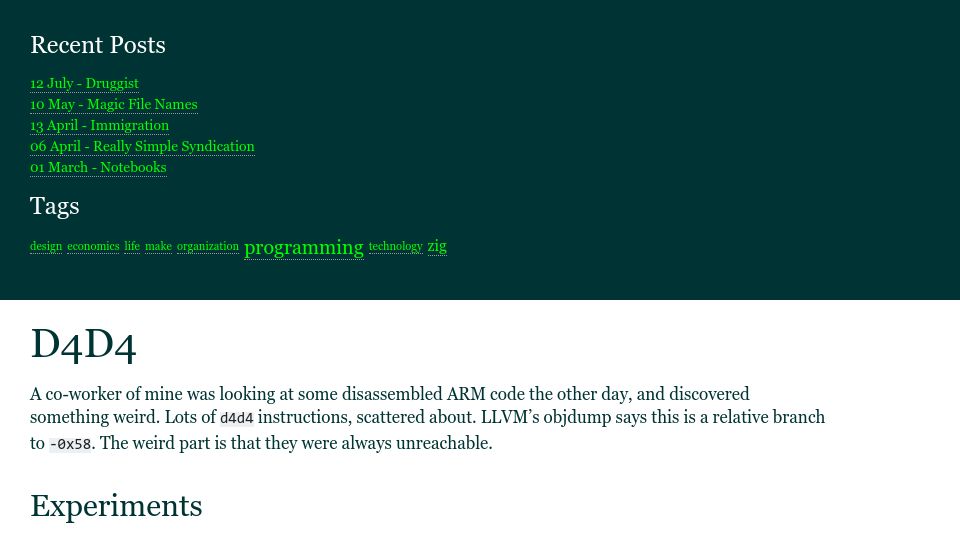 Screenshot of nmichaels.org: D4D4