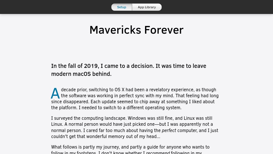 Screenshot of mavericksforever.com: Show HN: OS X Mavericks Forever
