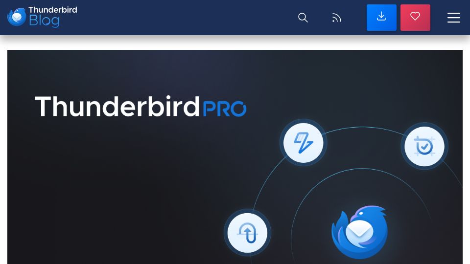 Screenshot of blog.thunderbird.net: Thunderbird Pro August 2025 Update