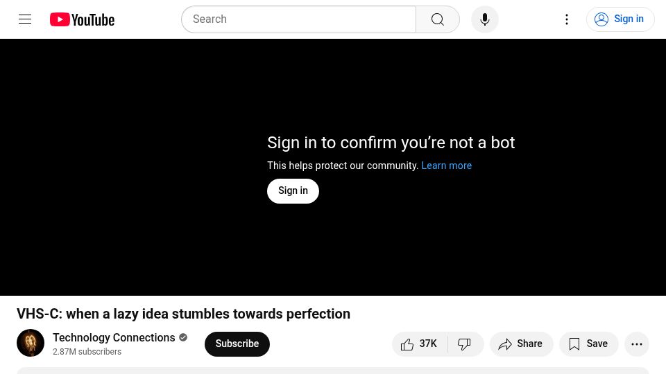 Screenshot of youtube.com: VHS-C: When a lazy idea stumbles towards perfection [video]