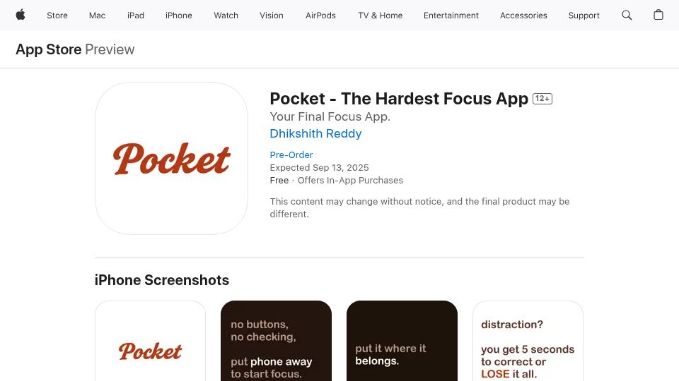 Screenshot of apps.apple.com: Show HN: I Made the Hardest Focus App