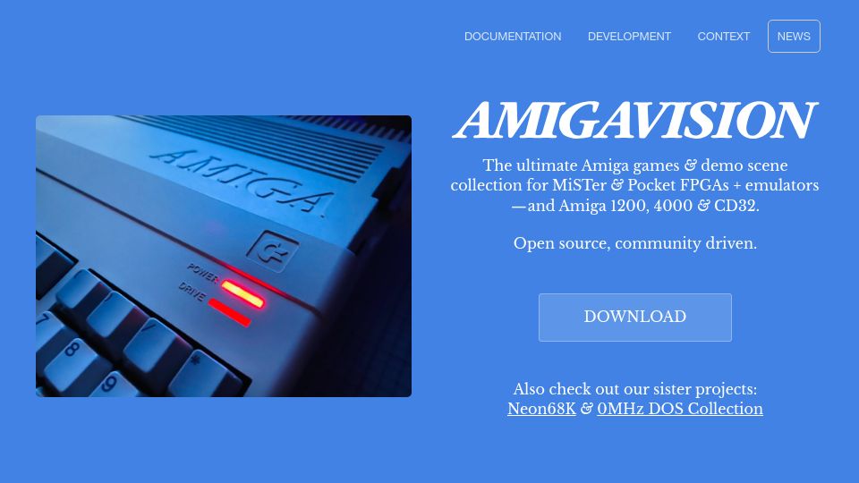 Screenshot of amiga.vision: The Amiga games and demo scene collection