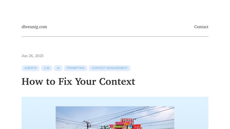 Screenshot of dbreunig.com: How to Fix Your Context