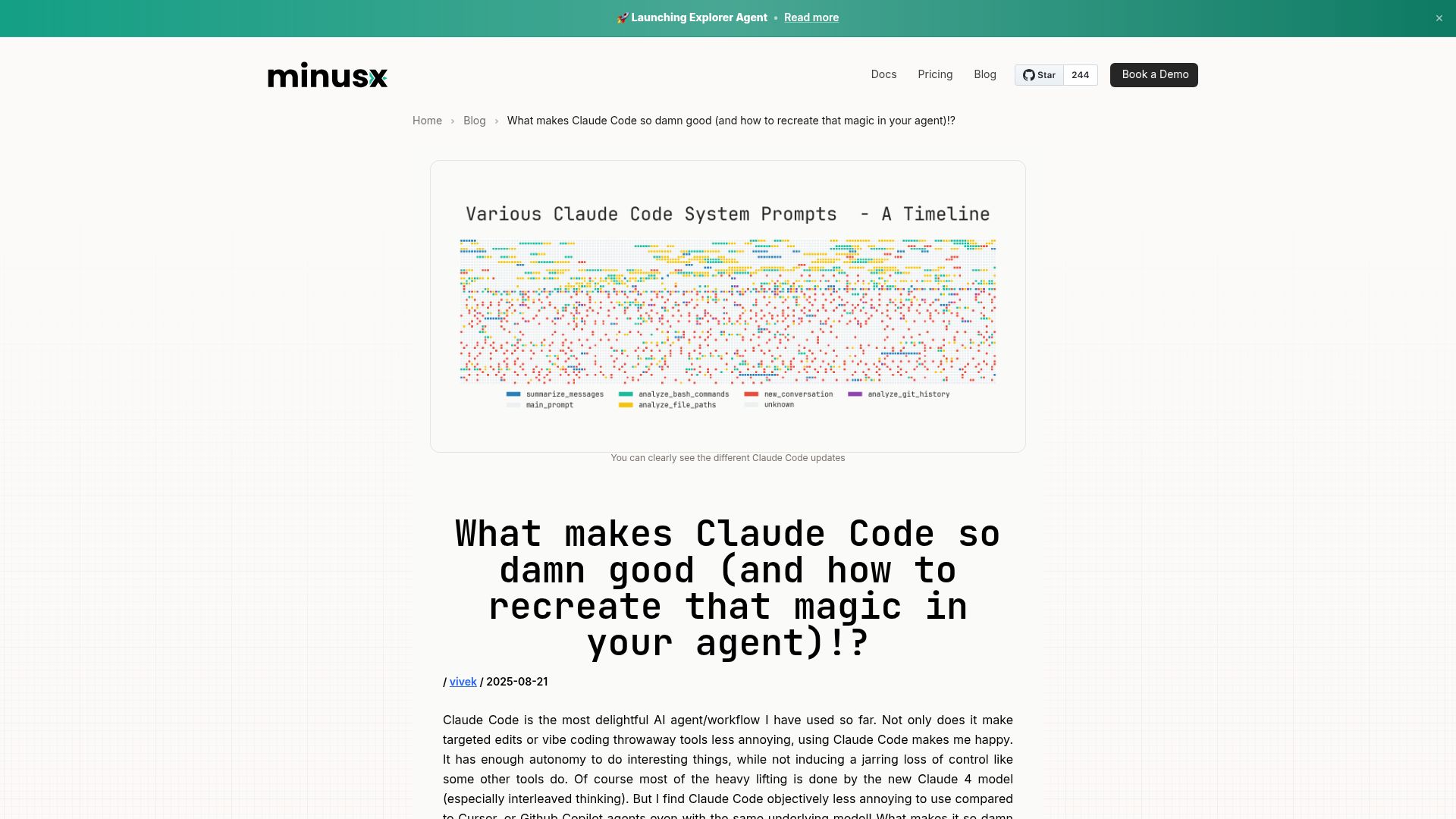Screenshot of minusx.ai: What makes Claude Code so damn good