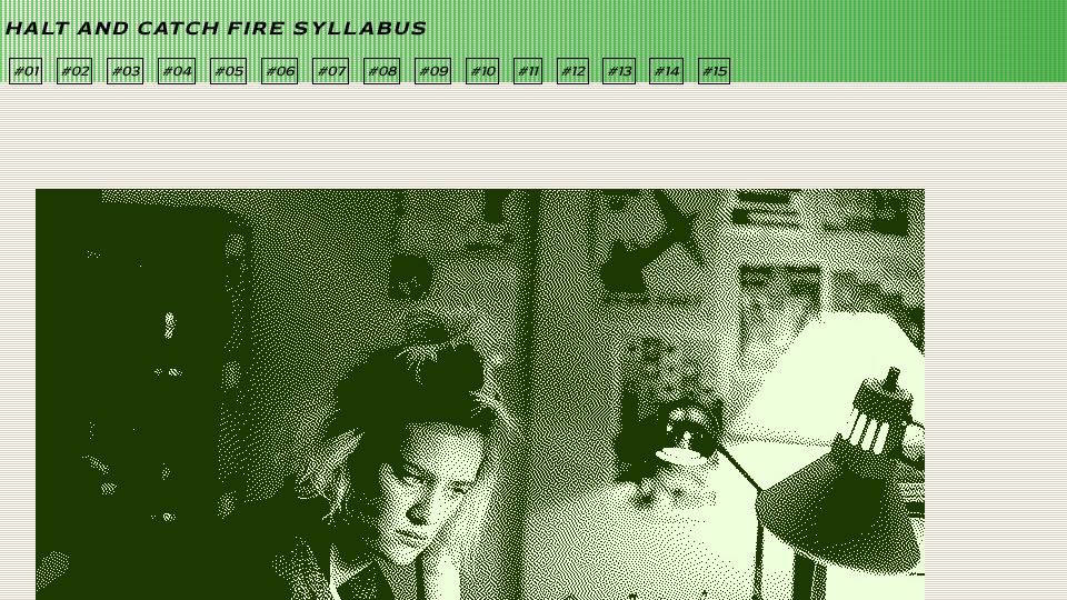 Screenshot of bits.ashleyblewer.com: Halt and Catch Fire Syllabus (2021)