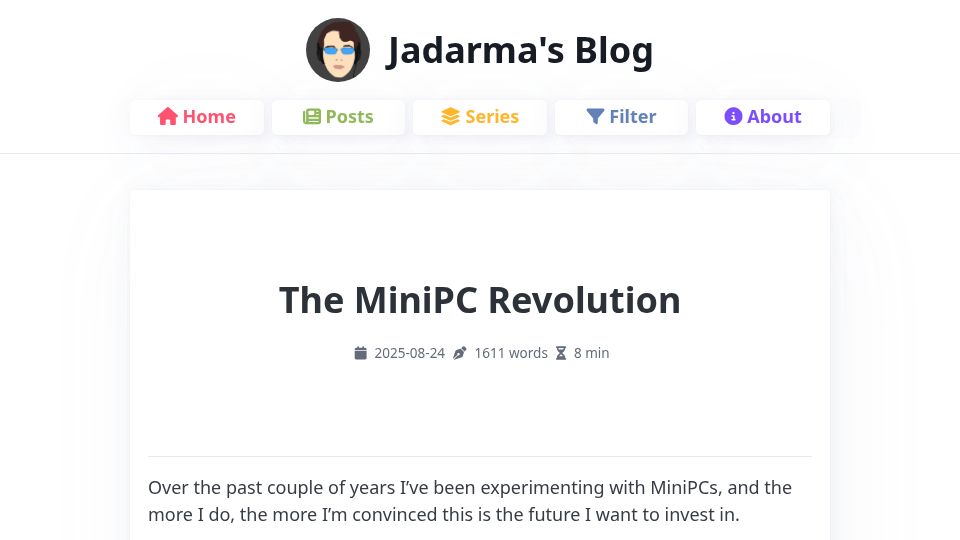 Screenshot of jadarma.github.io: The MiniPC Revolution