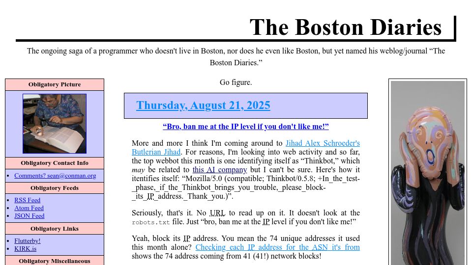 Screenshot of boston.conman.org: Ban me at the IP level if you don't like me