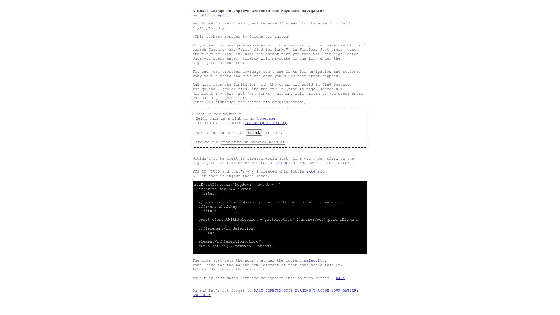 Screenshot of b.43z.one: A small change to improve browsers for keyboard navigation