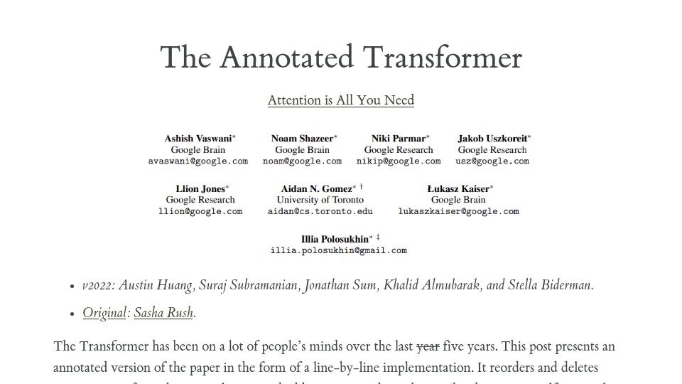 Screenshot of nlp.seas.harvard.edu: The Annotated Transformer (2022)