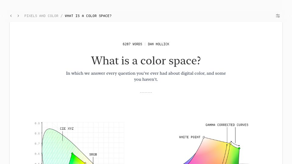 Screenshot of makingsoftware.com: What is a color space?