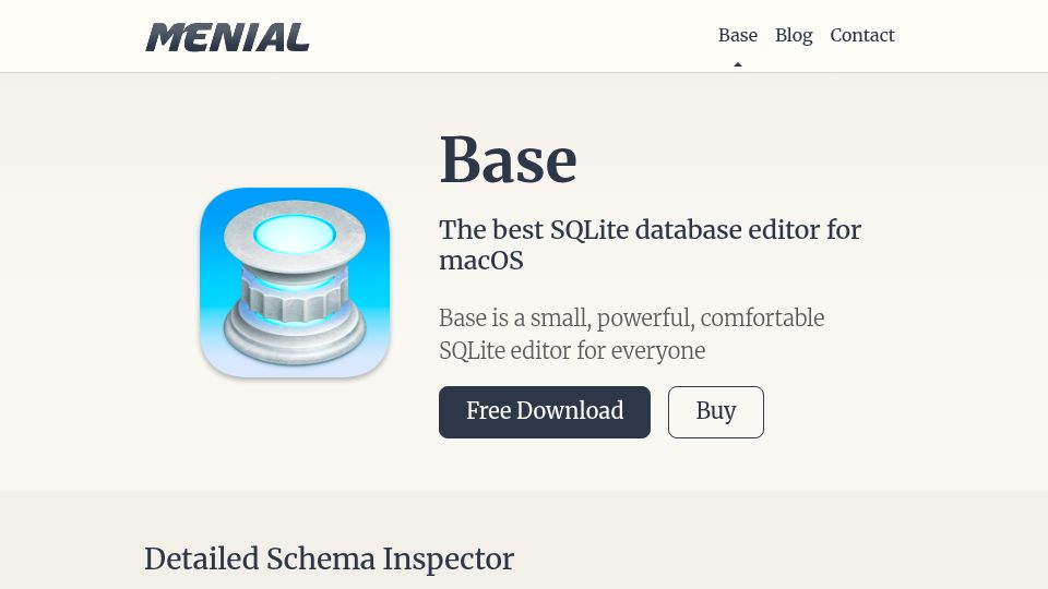 Screenshot of menial.co.uk: Show HN: Base, an SQLite database editor for macOS