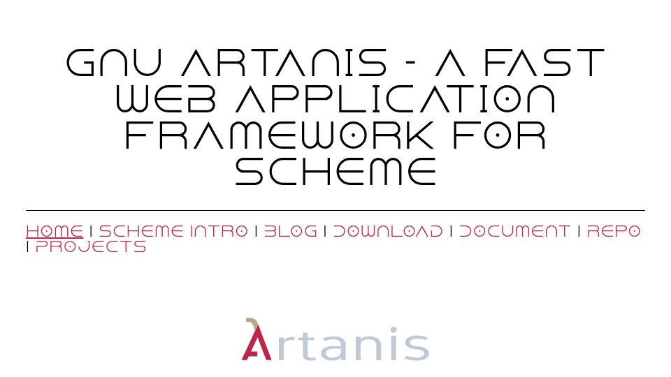 Screenshot of artanis.dev: GNU Artanis – A fast web application framework for Scheme