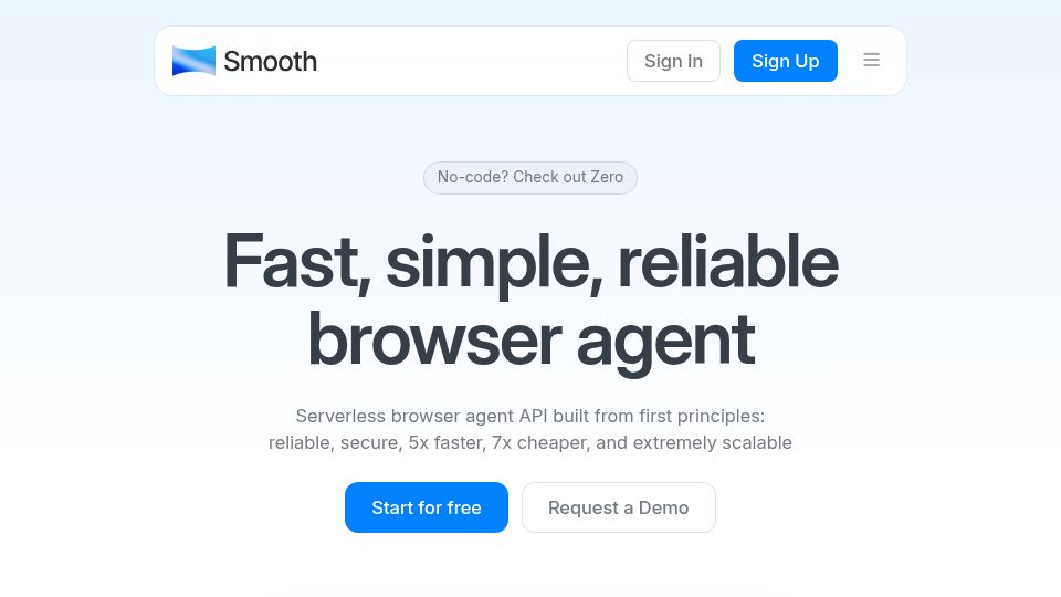 Screenshot of smooth.sh: Show HN: Smooth – Faster, cheaper browser agent API
