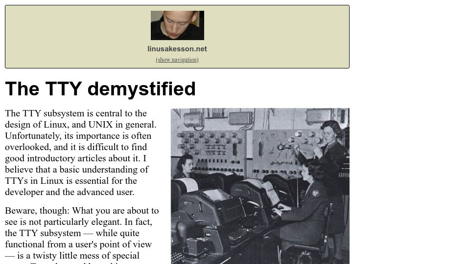 Screenshot of linusakesson.net: The TTY Demystified (2008)