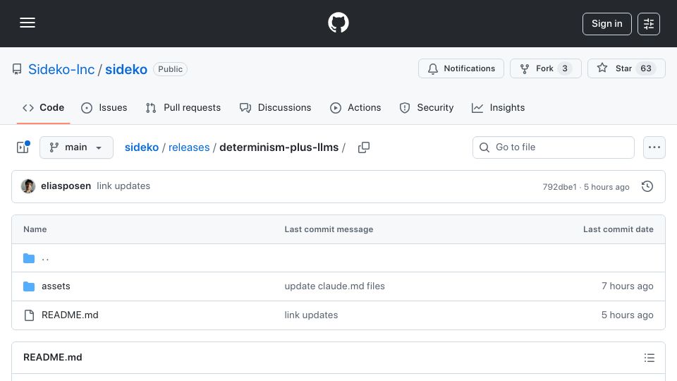 Screenshot of github.com: Show HN: Sideko – Hybrid deterministic/LLM generator for API SDKs and docs