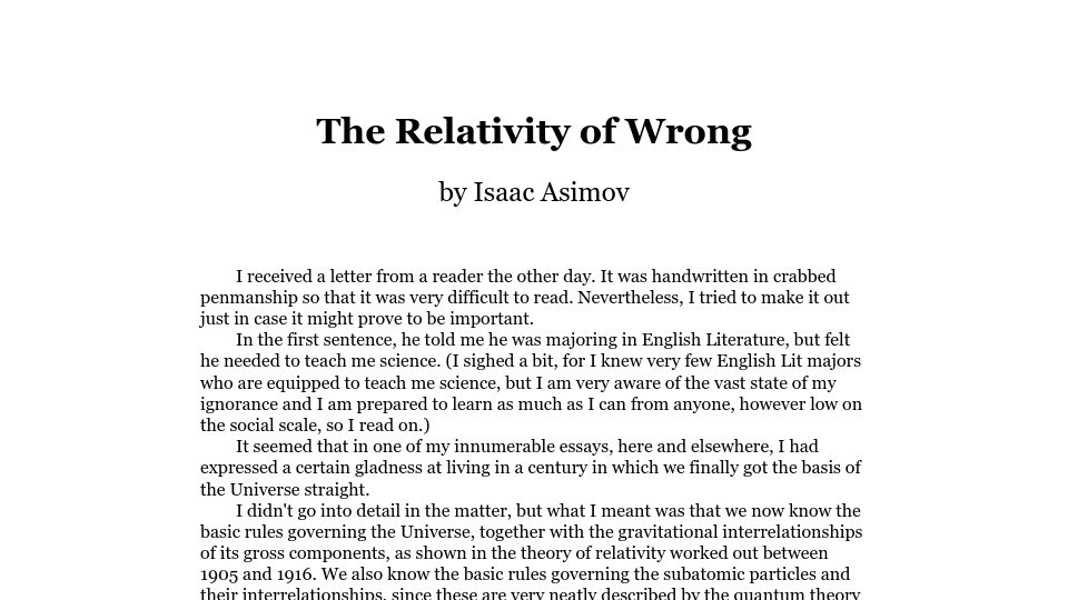 Screenshot of hermiene.net: The Relativity of Wrong (1988)