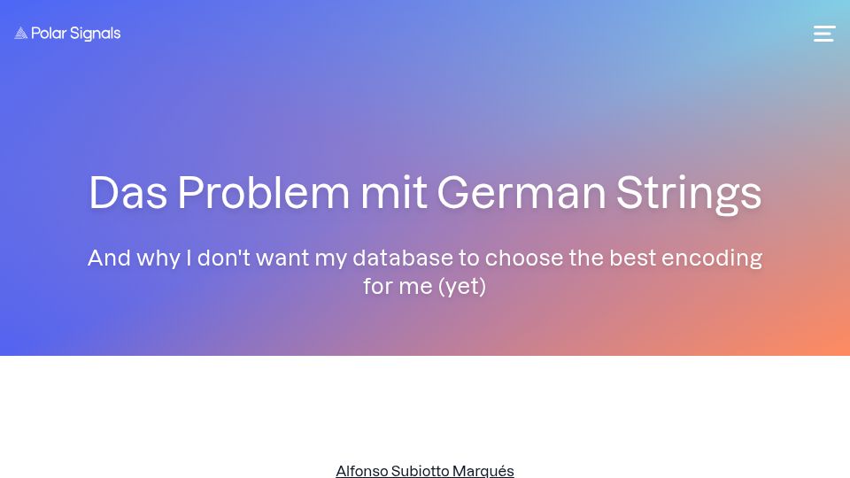 Screenshot of polarsignals.com: Das Problem mit German Strings