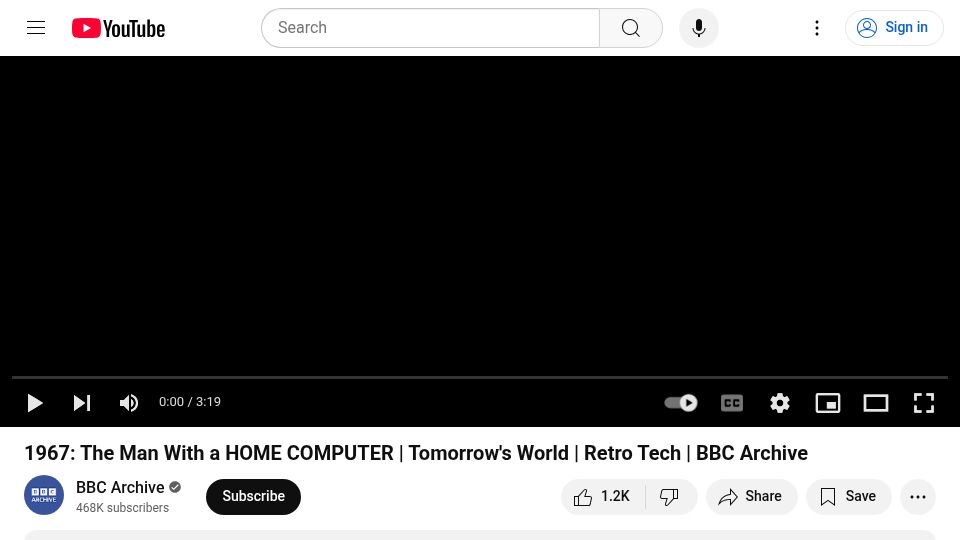 Screenshot of youtube.com: The man with a Home Computer (1967) [video]