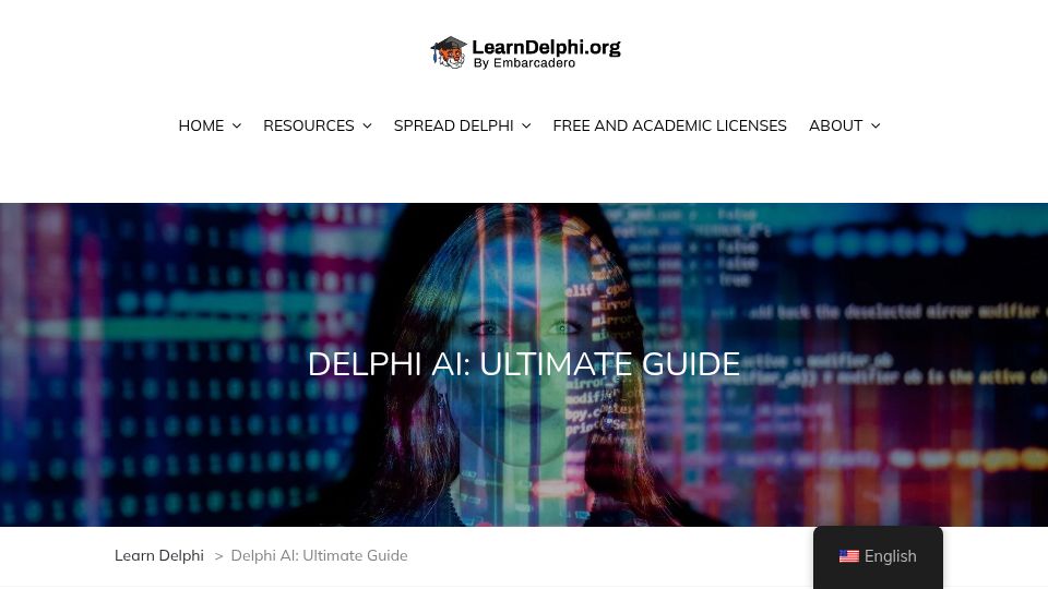 Screenshot of learndelphi.org: Delphi in the Age of AI