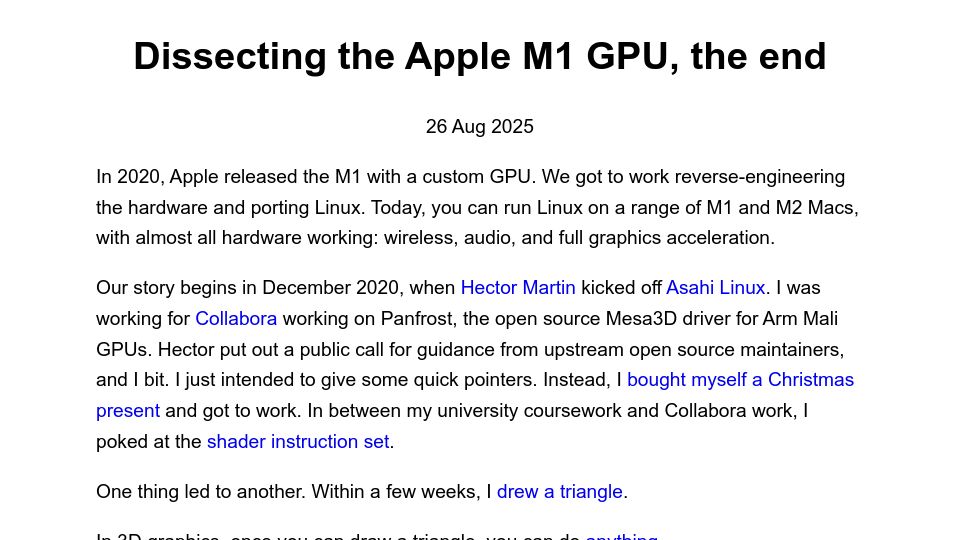 Screenshot of rosenzweig.io: Dissecting the Apple M1 GPU, the end