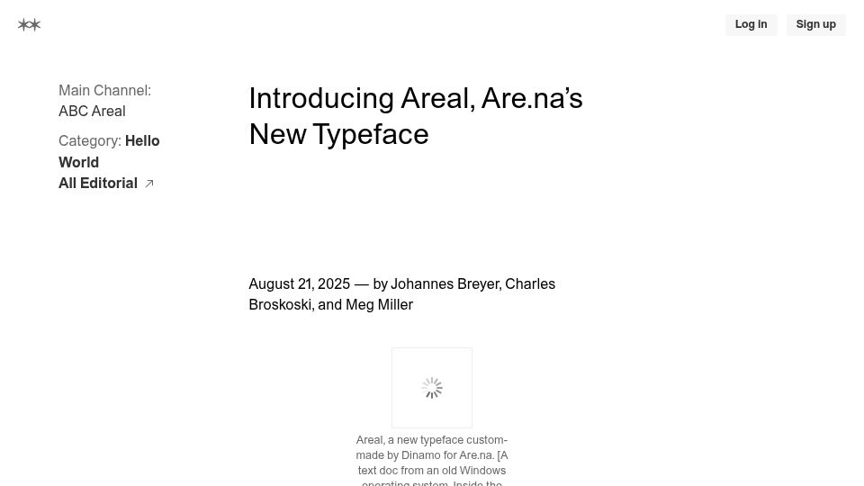 Screenshot of are.na: Areal, Are.na's new typeface