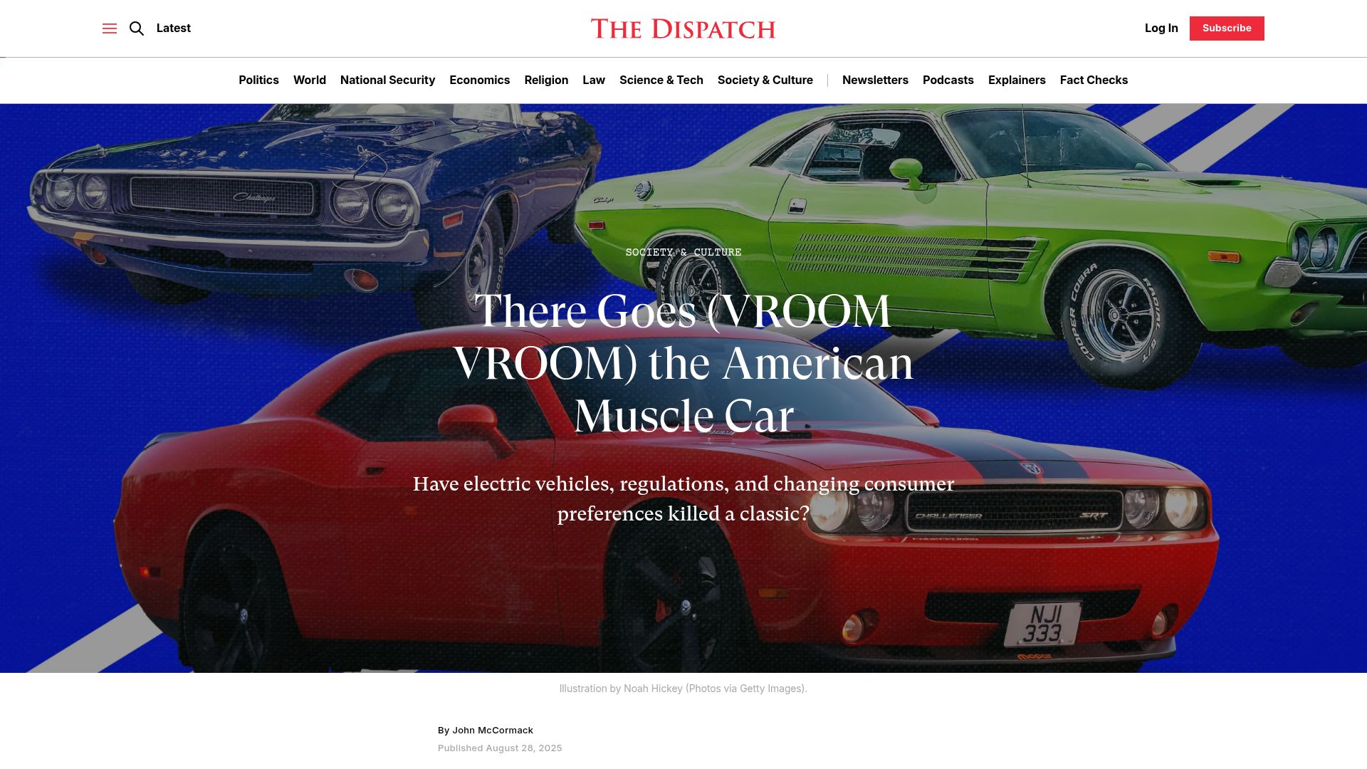Screenshot of thedispatch.com: There Goes the American Muscle Car