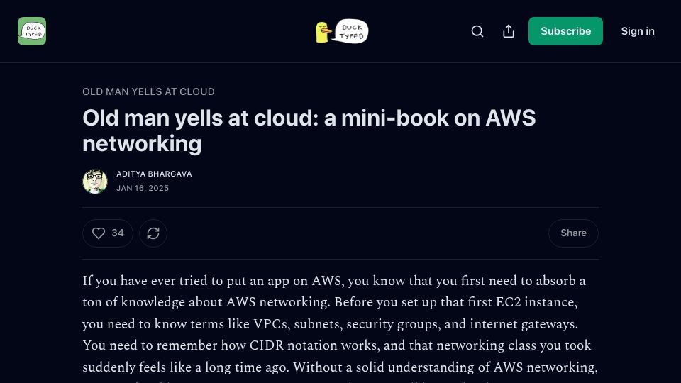 Screenshot of ducktyped.org: A mini-book on AWS networking
