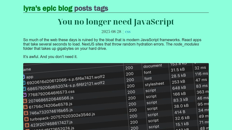 Screenshot of lyra.horse: Aspects of modern HTML/CSS you may not be familiar with