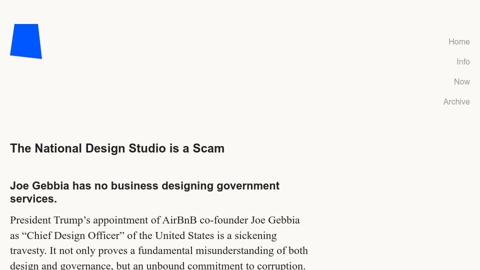 Screenshot of chrbutler.com: The National Design Studio is a scam