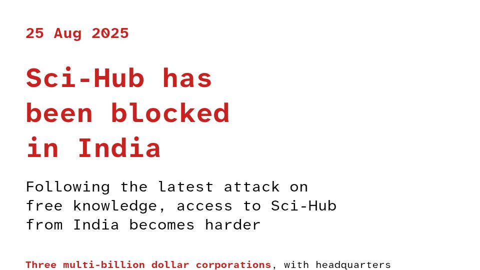 Screenshot of sci-hub.se: Sci-Hub has been blocked in India
