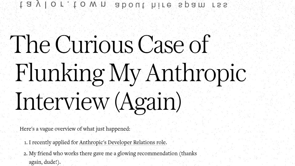 Screenshot of taylor.town: Flunking my Anthropic interview again