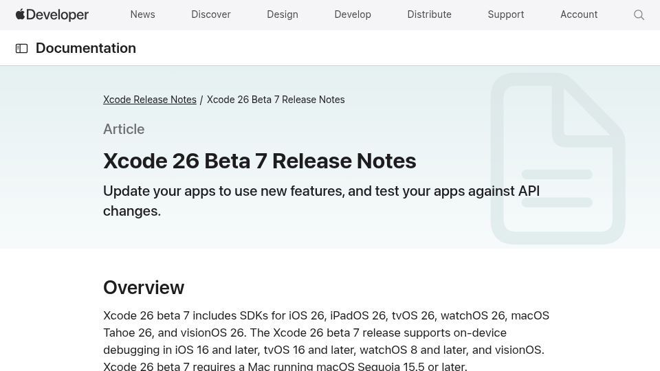 Screenshot of developer.apple.com: Claude Sonnet will ship in Xcode