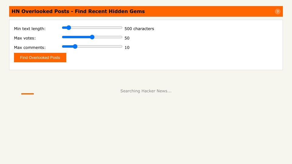 Screenshot of pj4533.com: Show HN: Find Hidden Gems on HN