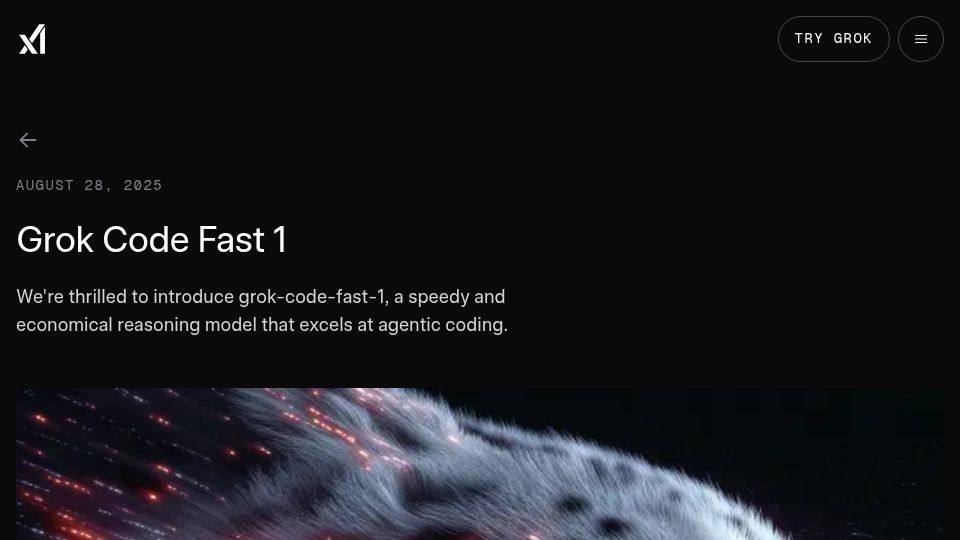 Screenshot of x.ai: Grok Code Fast 1