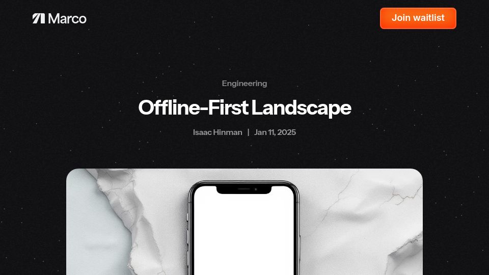 Screenshot of marcoapp.io: Offline-First Landscape – 2025