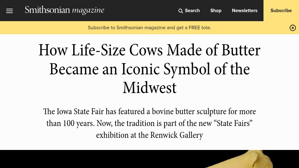 Screenshot of smithsonianmag.com: How life-size cows made of butter became an iconic symbol of the Midwest