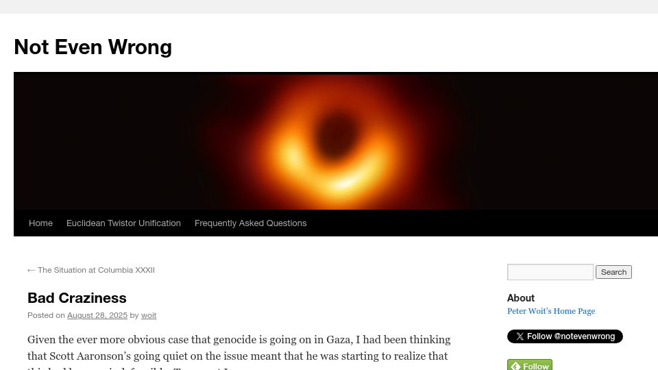 Screenshot of math.columbia.edu: Bad Craziness