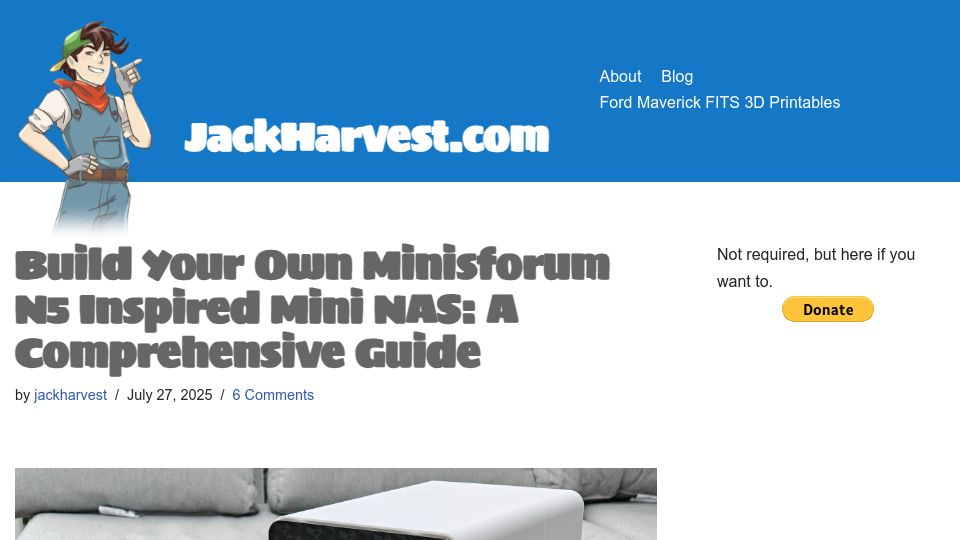 Screenshot of jackharvest.com: Build Your Own Minisforum N5 Inspired Mini NAS