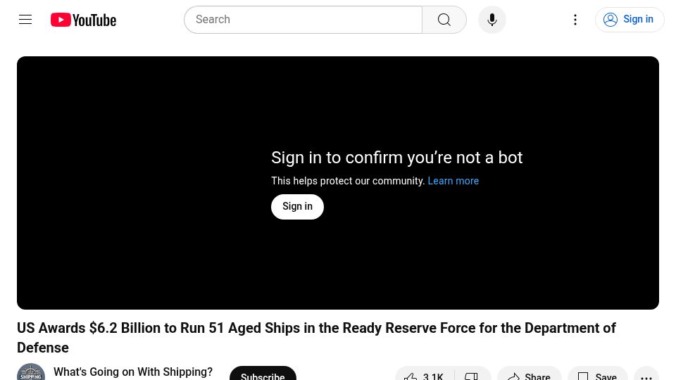 Screenshot of youtube.com: The US Relies on 51 Forty-five-year-old ships to Transport its Military Overseas [video]