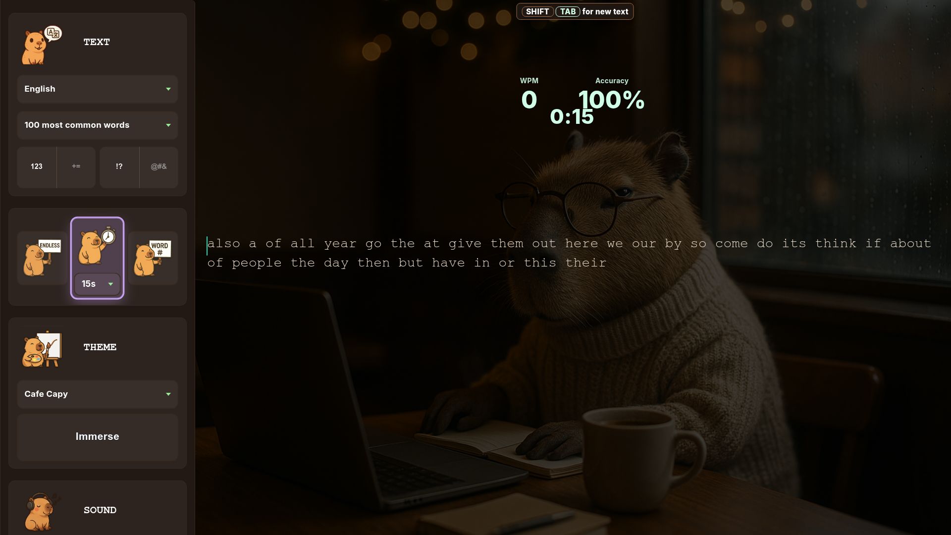 Screenshot of keybara.io: Fun and Immersive Typing Game