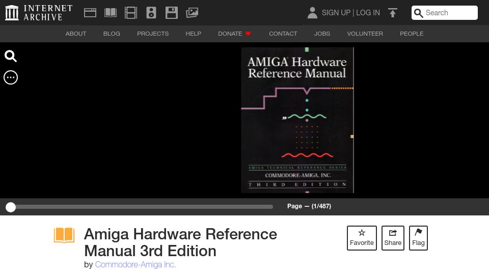 Screenshot of archive.org: Amiga Hardware Reference Manual 3rd Edition (1991)